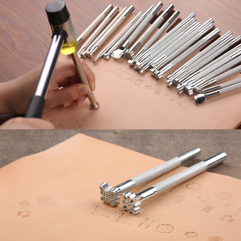 20 Pièces Estampage Cuir Diy Cuir Travail Selle Outils Set Sculpture Artisanat Making Poinçon Timbres Outils À La Main D&#39;art