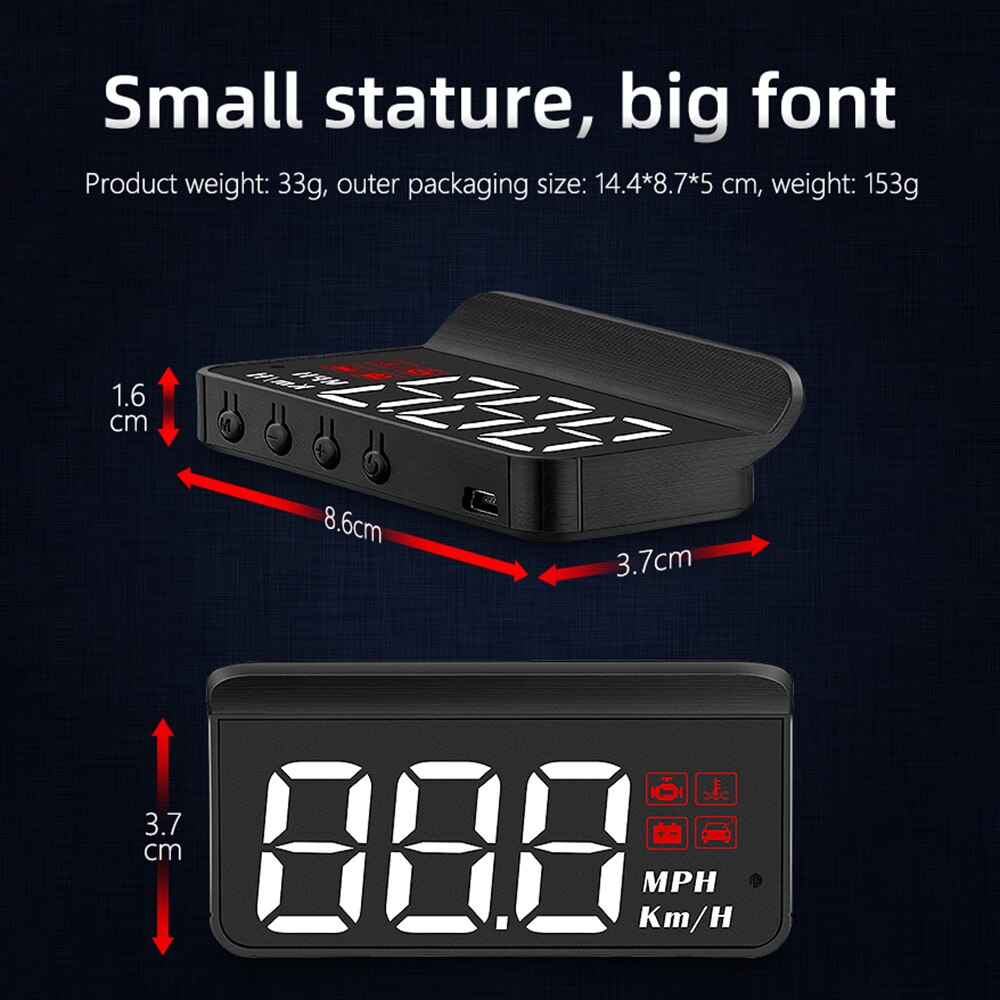 Affichage tête haute pour voiture, système électronique d&#39;avertissement de survitesse, pare-brise, projecteur M3 Hud OBD2