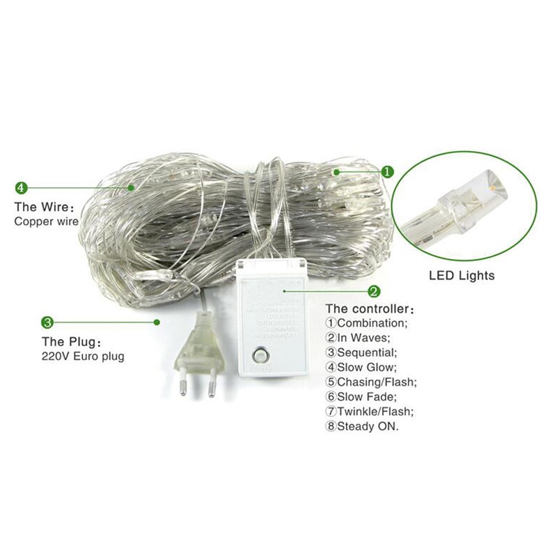 Led Net Lights Mesh Fairy Garland Wedding Christmas String Light Outdoor Waterproof Festival Garden Decor 220V Lamps