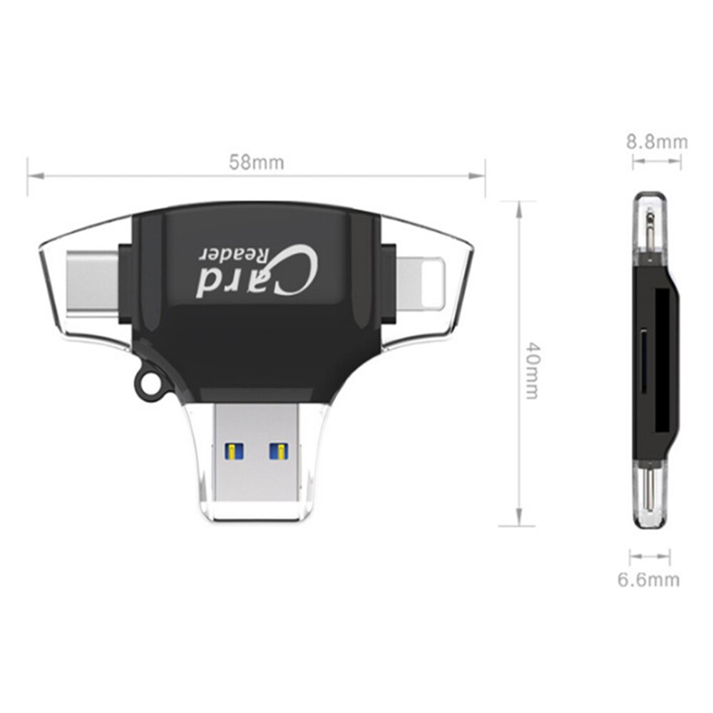 3.0 snelle 4-- poorts camera sd-kaart mini tf-kaartlezer type c micro sd mobiele telefoon computer otg-kaartlezer