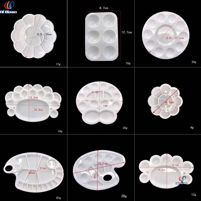 1pcs Various Watercolor Style Plastic Palette Children Painting Pigment Disc Palette Arts Diy Palette Cosmetics