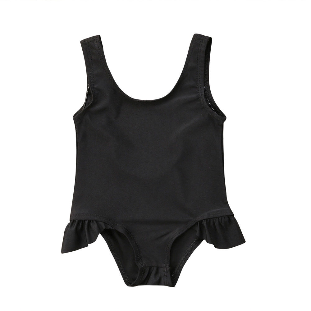 Sommer dejlige nyfødte baby piger v-back sorte dragter badedragt badetøj svømning børn dejlige strand bikini kostume i et stykke