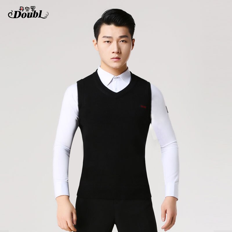 Doppio Gentiluomo Moderno Sala da Ballo Gilet Uomo di Magliette E Camicette di Lana Della Maglia Elasticità Senza Maniche Nazionale standard di costume di Ballo in forma