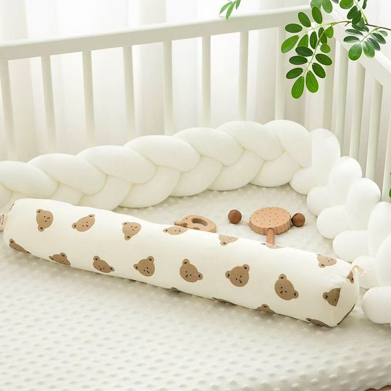Rundes Babykissen, Rundhalskissen auf dem Babybett, 1er-Set, niedliches Cartoon-bedrucktes Babykissen, babyförmiges Kissen: WEISS