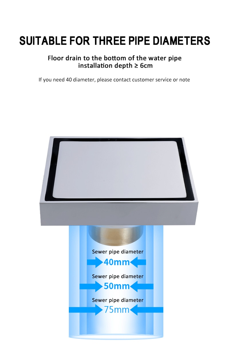 Dreno de assoalho inoxidável, dreno de assoalho quadrado de aço inoxidável para drenagem de piso, canal de drenagem para cozinha do banheiro