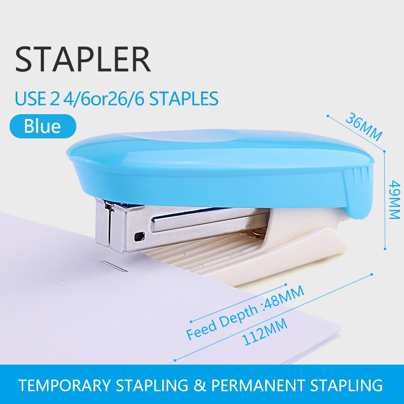 1pc Color Durable Stapler Useful Stapler Book Paper Binding Stapling Machine student Stationery Office Binding Supplies: Blue