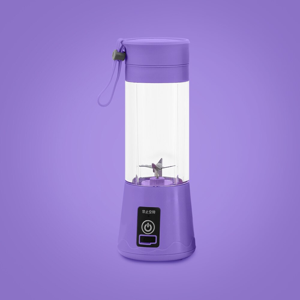 XYj-licuadora de zumo portátil recargable por Usb, batidos, máquina mezcladora de frutas, exprimidor, licuadora de hielo, mezclador de oficina, viaje, deporte: Purple