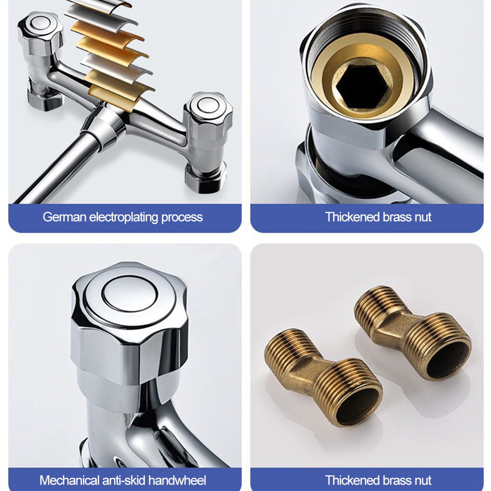 Kitchen Sink Faucet High Pressure Brass Faucet Mixer 360 Degree Swivel Double Hole Wall Mounted Sink Vegetable Basin Faucet