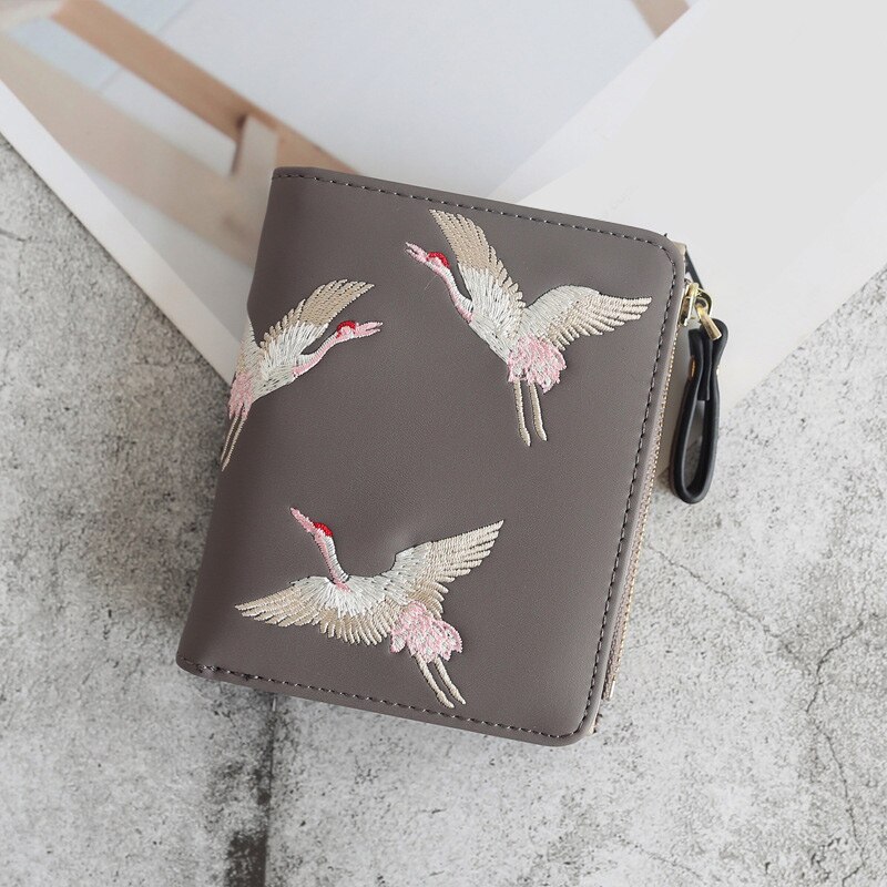 Cartera pequeña de cuero PU para mujer, de lujo, minicarteras para mujer, monederos, monedero corto con cremallera para mujer, tarjetero para tarjeta de crédito: Gray