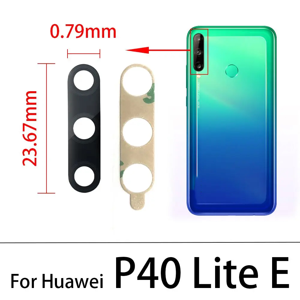100% NOWOŚĆ dla Huawei P50 P40 Lite 5G P40 Lite E P40 P30 Lite P20 Pro Szklany obiektyw tylnej kamery z klejem + narzędzie