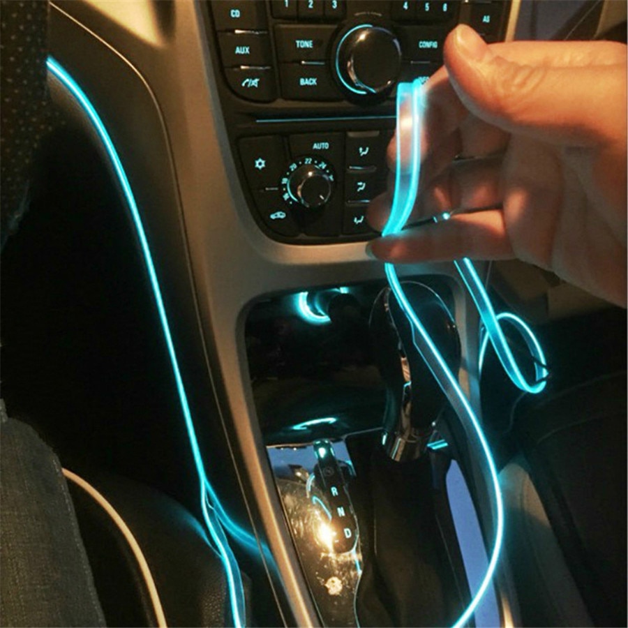 Sound EL Neon Draad Strip Licht RGB LED Auto Interieur Licht Multicolor Telefoon Controle Sfeer Licht 12V Kit – Grandado