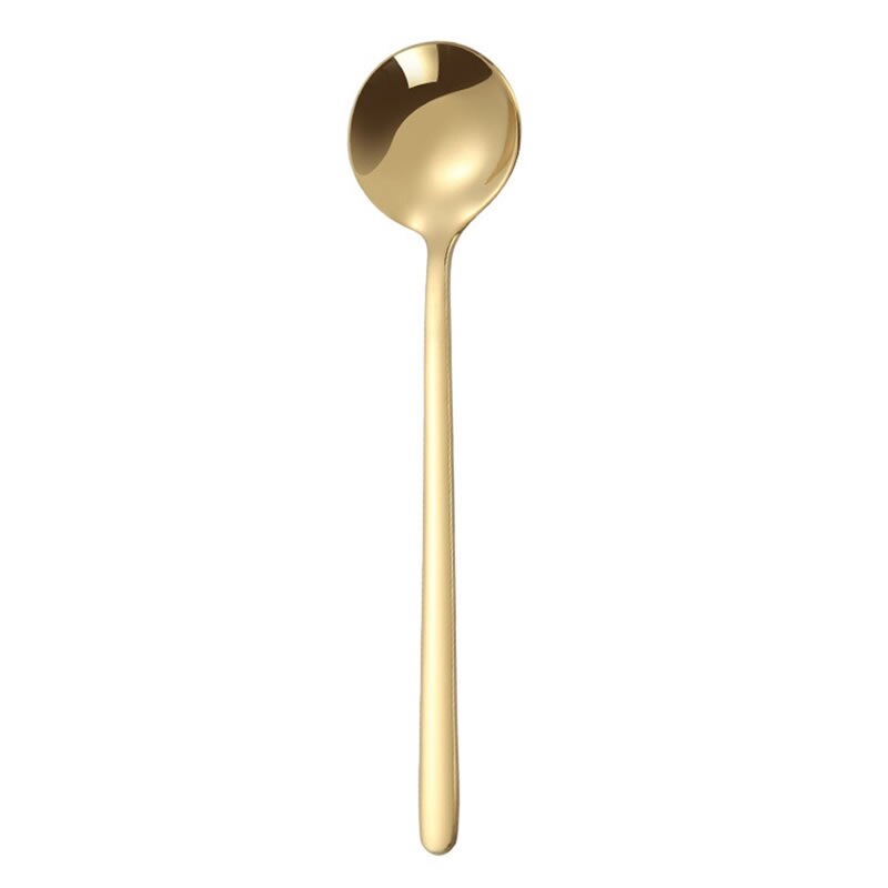 Roestvrij Staal Cirkel Koffie Lepel Espresso Thee Melk Roeren Mengen Serveren Lepel Ijs Dessert Scoop Keuken Accessoires: Gold