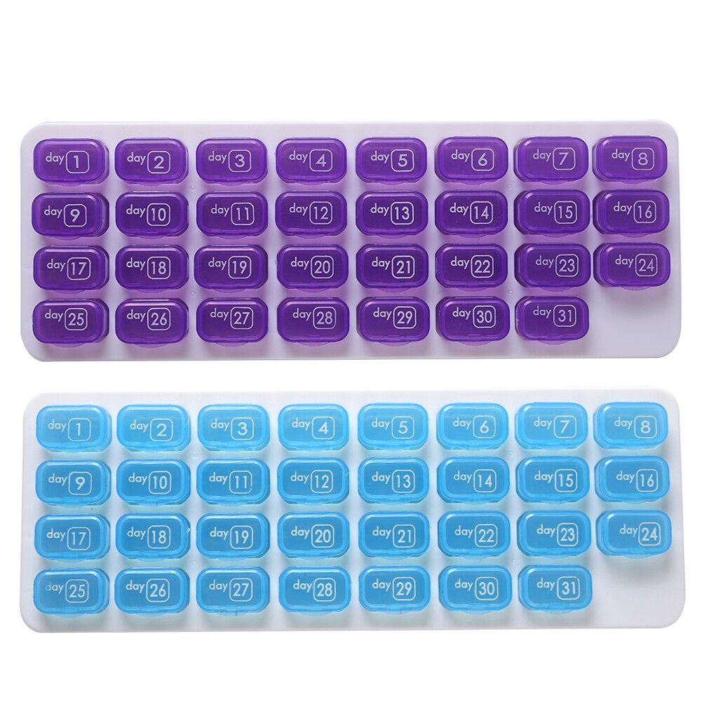 31 Grids Pill Box Case One Month Pill Medicine Dispenser Tablet Container Organizer Travel Pill Case Storage Box