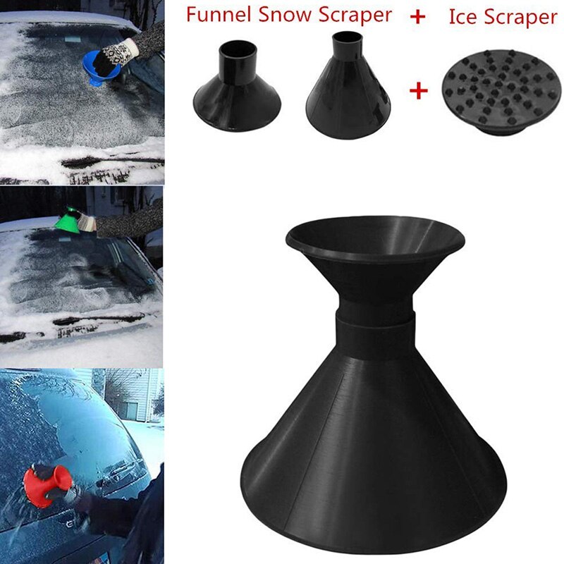 Kit de grattoir à glace | Gratte-glace pour pare-brise de voiture, entonnoir en forme de cône, outils pour la dépose de la neige