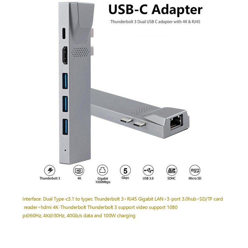 8-In-1 Hub PowerExpand Direct USB C Adapter with Thunderbolt 3 HDMI 4K Port USB C Ports SD/TF Card Reader for