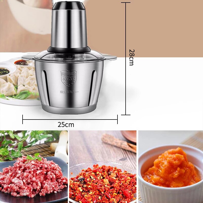 2 Speeds 300W Stainless Steel Electric Chopper 3L Capacity Meat Grinder Mincer Processor Slicer electric food chopper