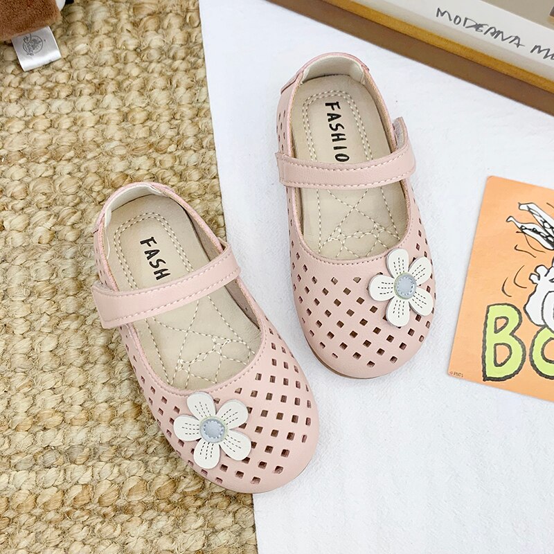 Chaussures de printemps pour filles, plates et respirantes avec des découpes florales, chaussures de princesse pour enfants en bas âge, 21-30,
