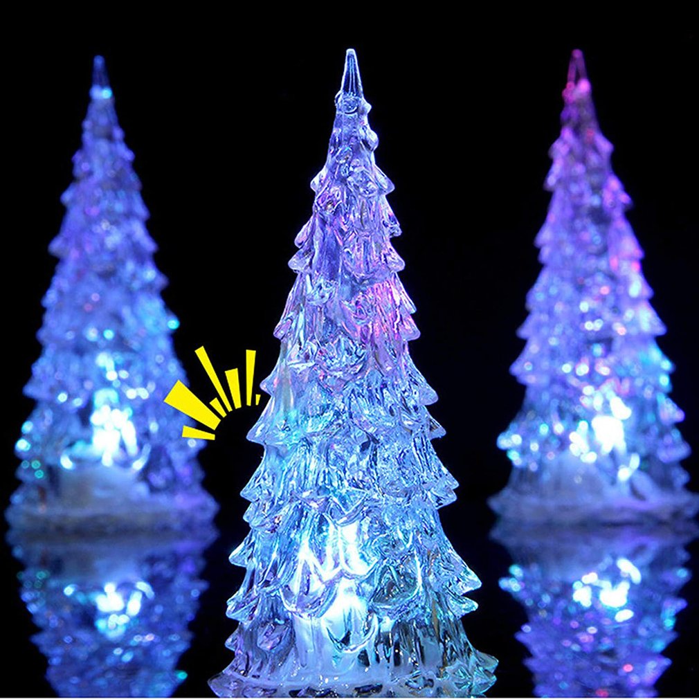 Christmas Tree Colorful Led Acrylic Night Light Home Party Children Room Desktop Luminous Christmas Tree