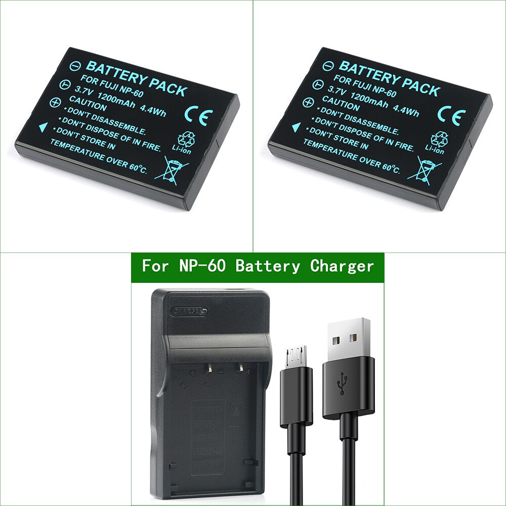 NP60 NP-60 L1812A L1812B Cámara batería + cargador para HP Photosmart R07 R507 R607 R707 R717 R725 R727 R837 R927 R937 R967: 2PC Battery 1Charger