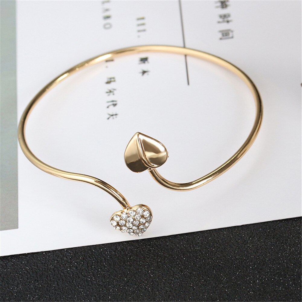 Urocze Love Heart Shape bransoletki i Bangles dla kobiet dziewczynki kryształowa bransoletka złota srebrna kolorowa bransoletka oświadczenie biżuteria A233: a232-gold