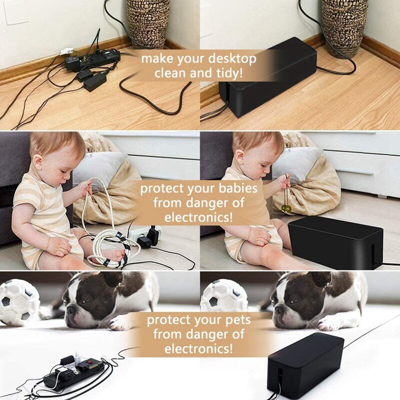 3 Pcs Kabelmanagement Doos Kabel Opbergdoos Surge Protector Oversized Grote Kleine Junction Box Voor Verborgen Kabels
