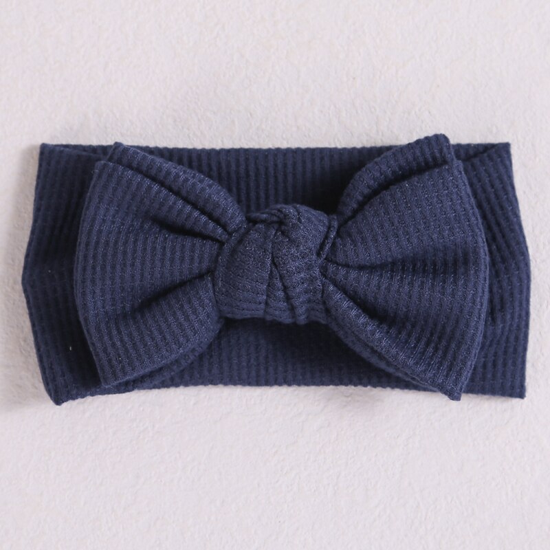 Big Bows Baby Girl Headband Waffle Knit Turban For Children Headbands Kids Hair Accessories Ear Warmer Double Layer Bandana: 3