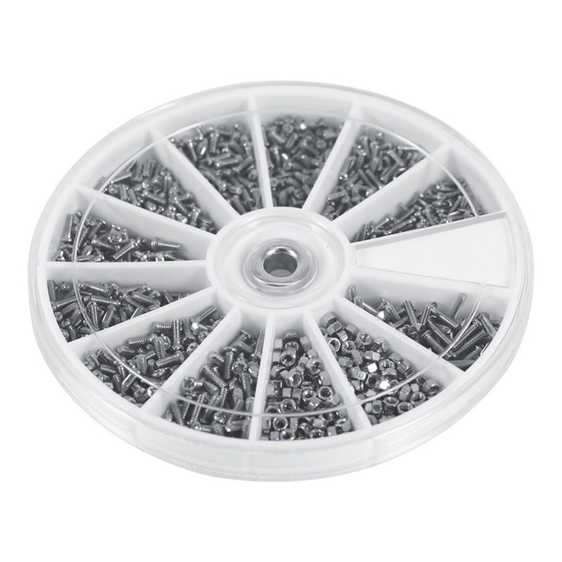 ! 600 unids/set tornillos pequeños de acero inoxidable 12 tipos de tuercas electrónicas surtido + 1 destornillador de pc para gafas R