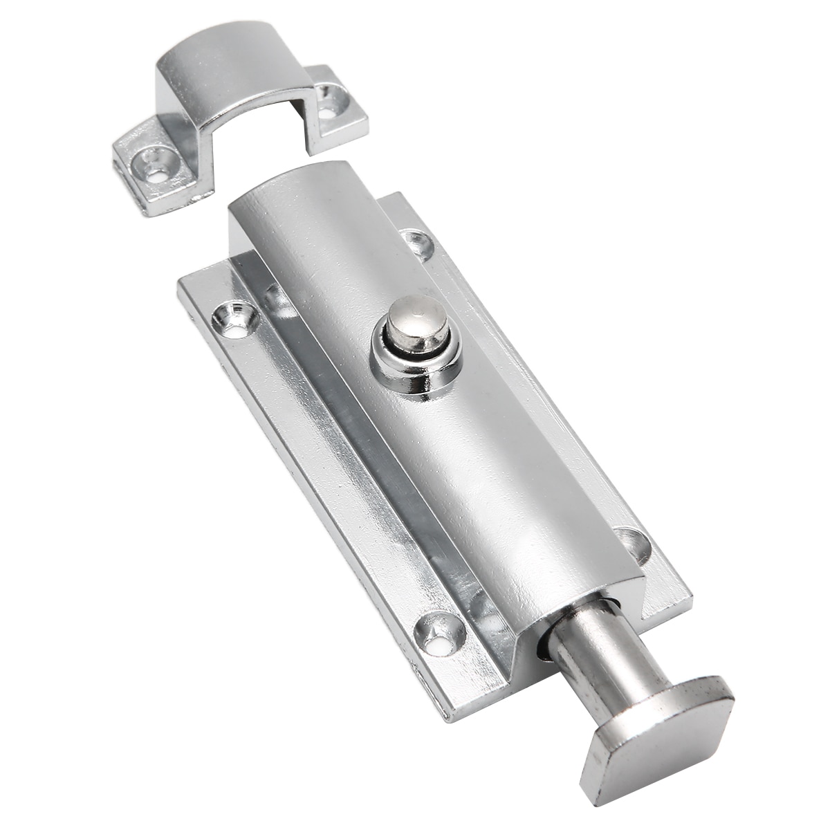 4Inch Chrome Plated Door Window Security Bolt Button Open Spring Lock Latch Security Door Bolts Hardware Tools