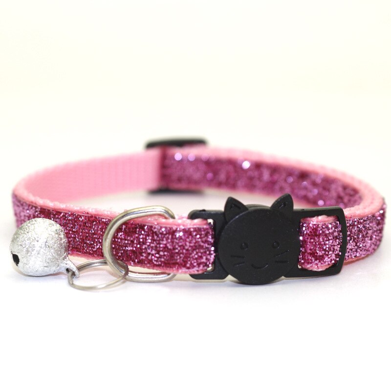 Husdjur katt huvud säkerhetsspänne hund halsband patch tyg klocka paljett katt halsband guld glitter sammet band husdjur tillbehör 1.0cm bred