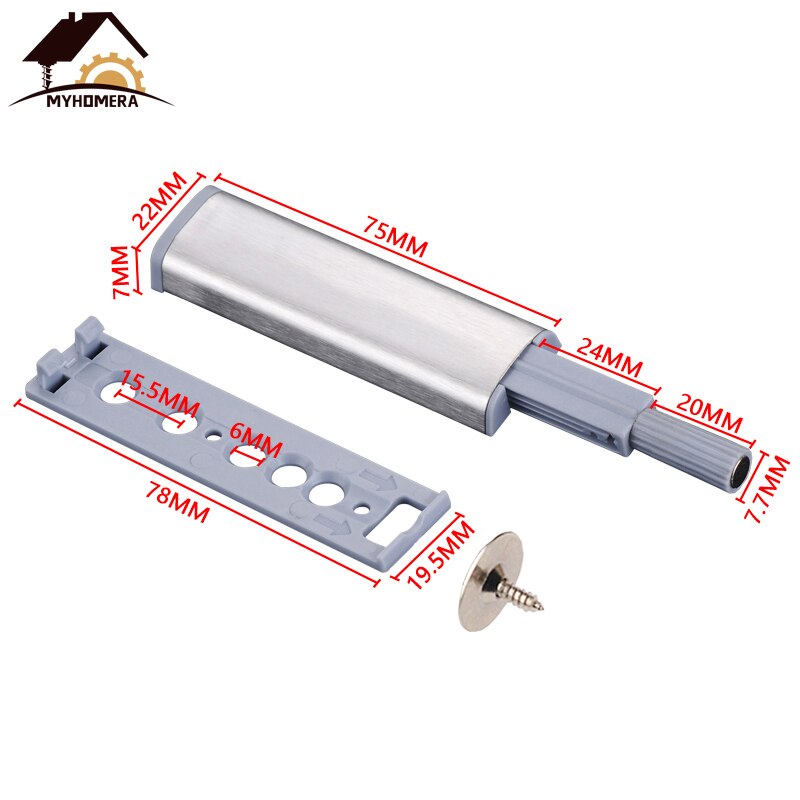 Myhomera 10Pcs Kastdeur Stopper Buffer Vangt Rvs Push to Open Touch Demper Bumper Soft Close Magnetische Dichter: Screw Type