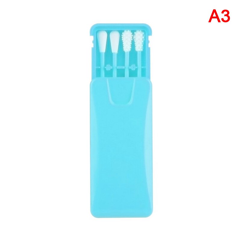 2/4Pcs/box Reusable Cotton Swab Cosmetic Silicone Buds Swabs Sticks: A3