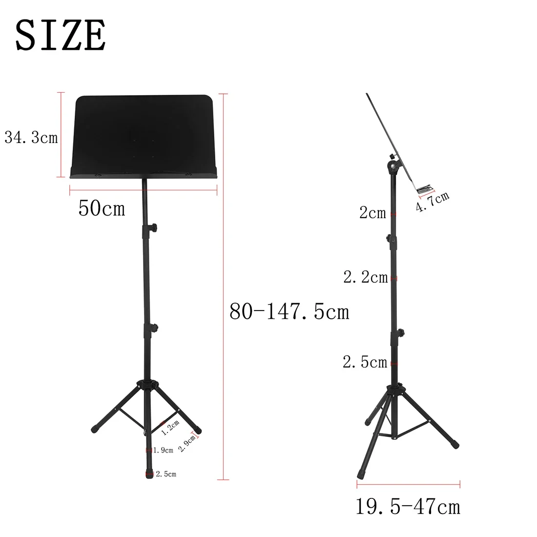 Notenständer, zusammenklappbar, Notenständer, Stativhalter, Aluminiumlegierung, faltbarer Notenständer für Gitarre, Violine, Klavier: Licht Grau