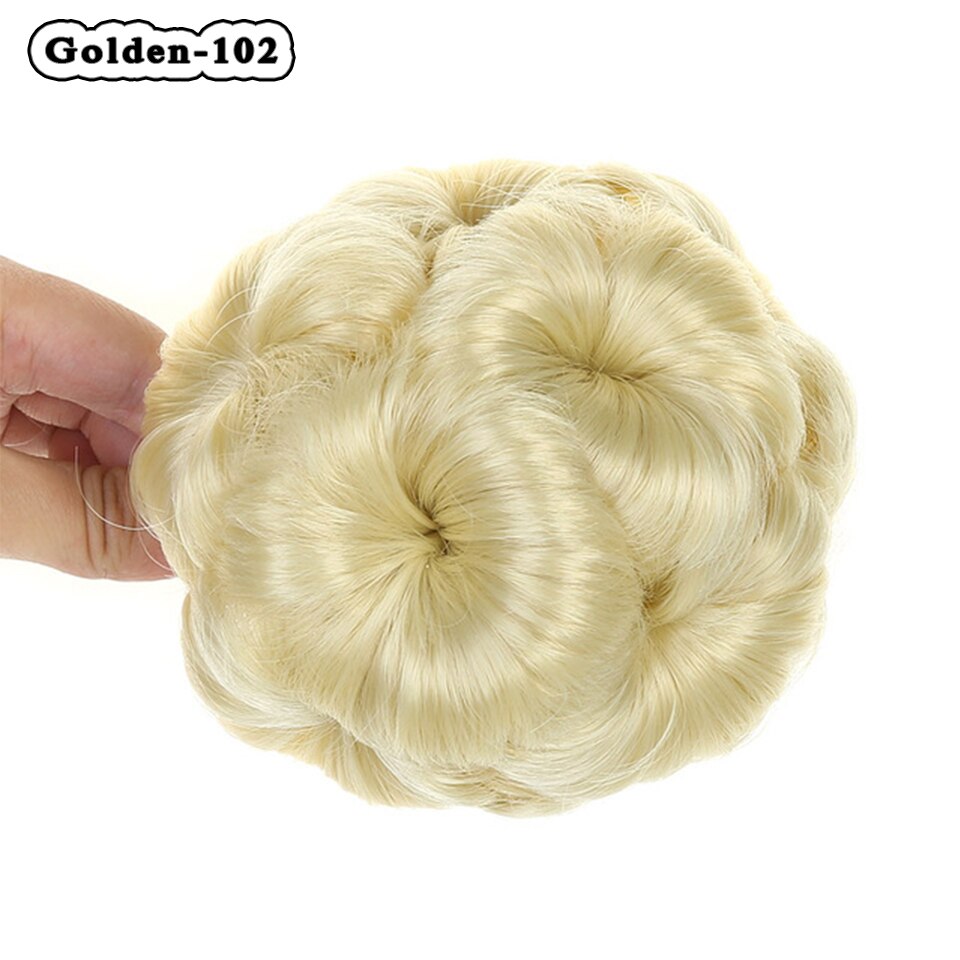 AILIADE 9 Colors Flower Style Synthetic Curly Hair Bun Donut Chignon Clip In Hairpiece Extensions Black Brown Golden Red: 102