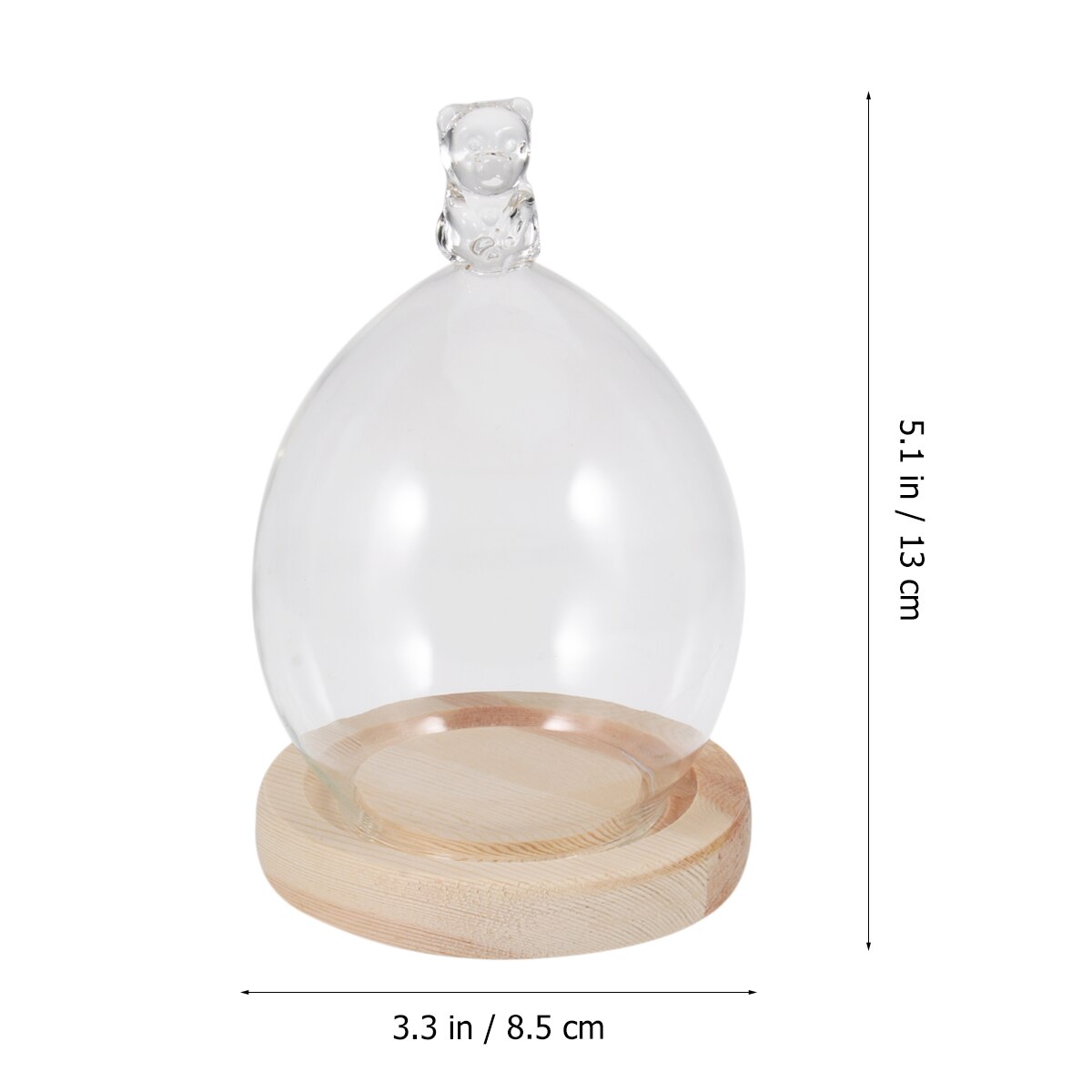 Dried Flower Display Glass Cover Preserved Flower Glass Cover DIY Transparent Glass Cover Loving Heart Glass Dome with Wood Base: C