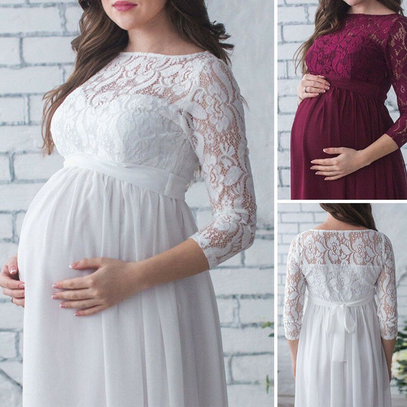 Pudcoco Schwangere murmeln Kleid Mutterschaft Fotografie Requisiten Frauen Schwangerschaft Kleidung Spitze Kleid Für Schwangere Foto Schießen Kleidung