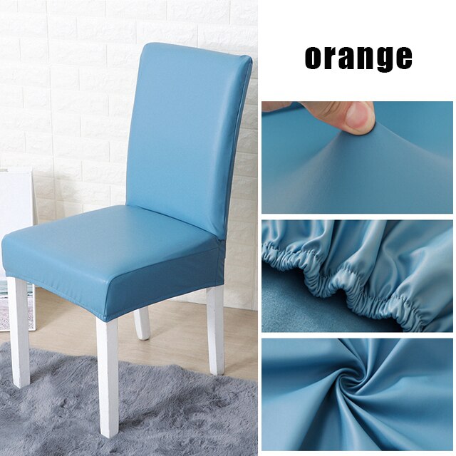 PU Leather Solid Color Chair Cover Waterproof Dining Chair Covers Hotel Banquet Wedding Seat Covers Chair Protector: I