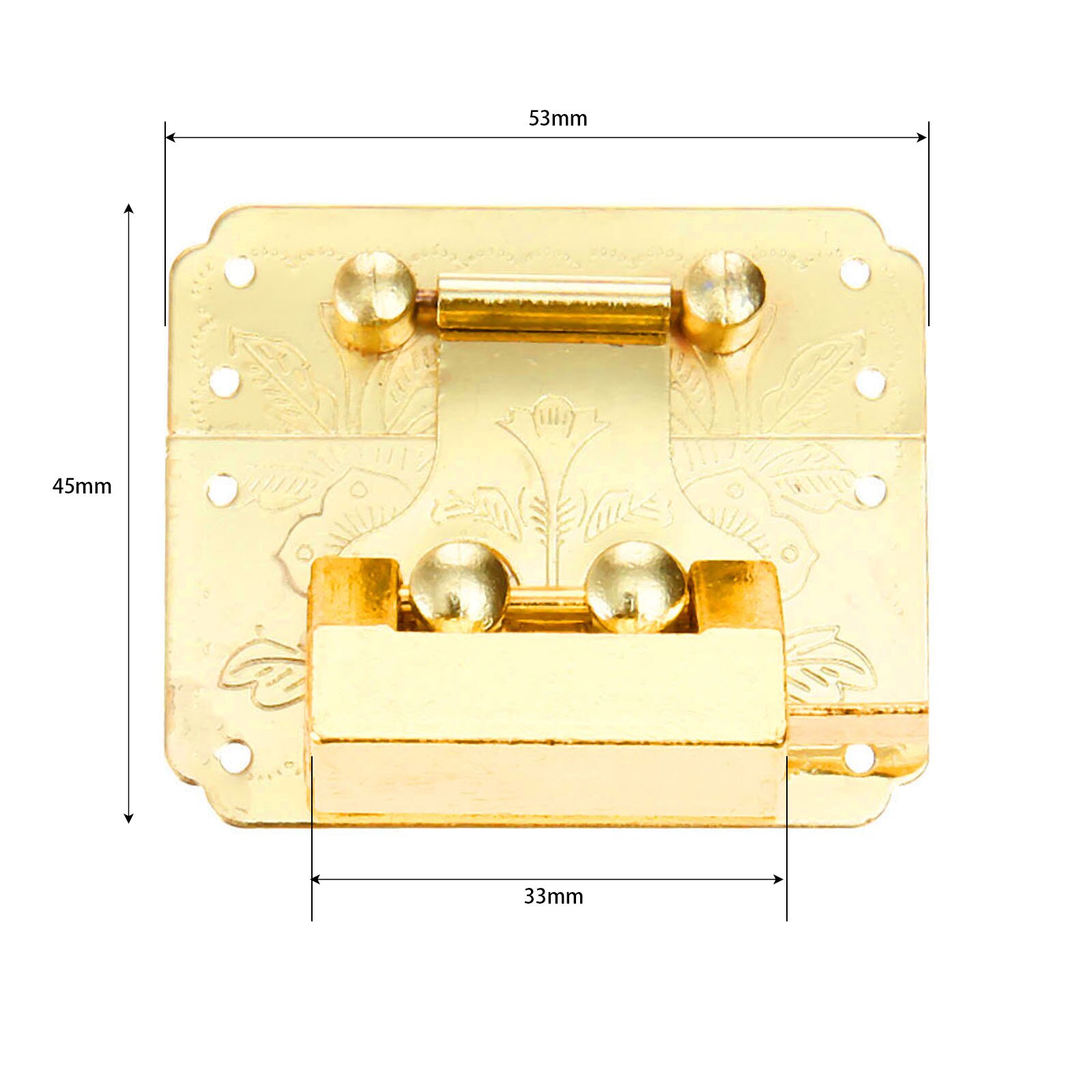 Antique Chinese Old Lock Wooden Box Gold Padlock with Vintage Box Latch Hasp Home Furniture Buckle Clasp Lock Hardware
