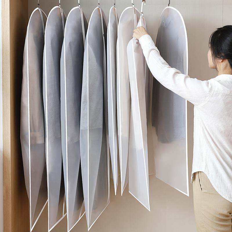 Durable Coat Dust Cover PVC Garment Hanging Clean Clothes Dust Cover Wardrobe Storage Bag Zipper Home Dustproof Clothing