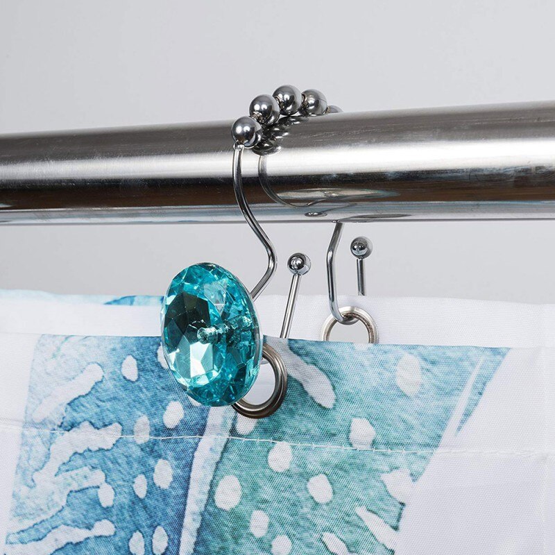 Cortina de ducha de 30mm, ganchos dobles ostentosos, anillos de acrílico decorativo estrás, cristal rodante, baño, 12 Uds.
