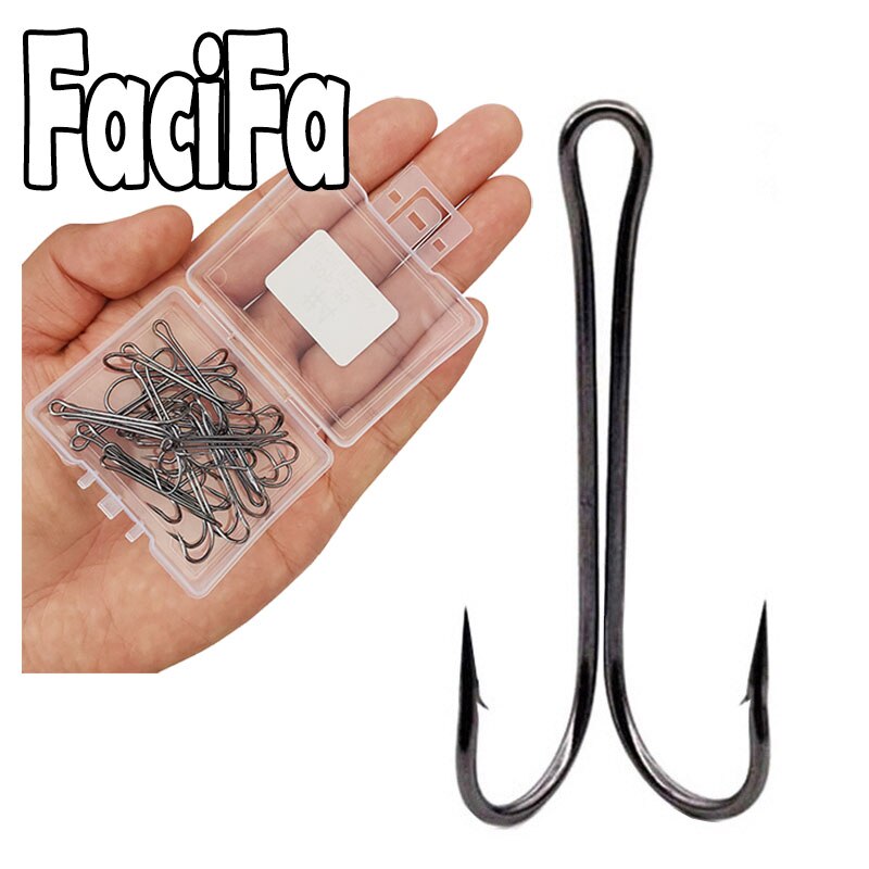 20 stücke mit Kasten Lange Schaft Doppel Haken Kraut Angeln haken Fliegen Binden Duple Haken für Jig Bass Fisch angeln angelgerät Für Weiche Locken