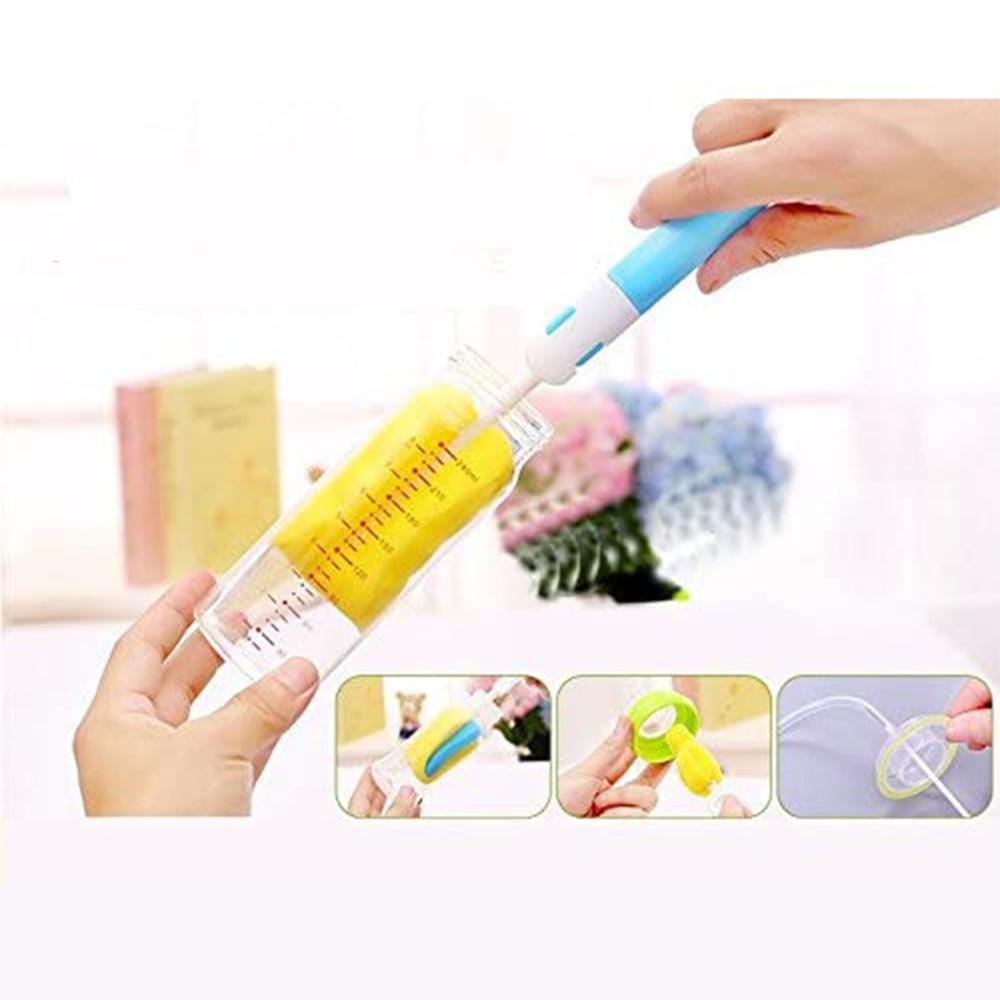 7 pçs escova de garrafa de bebê escova de limpeza de garrafa de esponja escova de mamilo de palha de aço inoxidável escova de garrafa