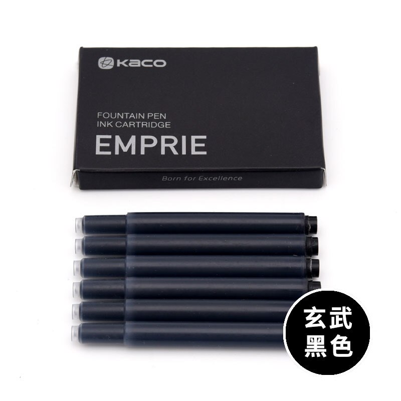 Pluma estilográfica negra Kaco con cartucho de tinta, pluma de plástico para escribir material escolar y de oficina,: Black ink Cartridges