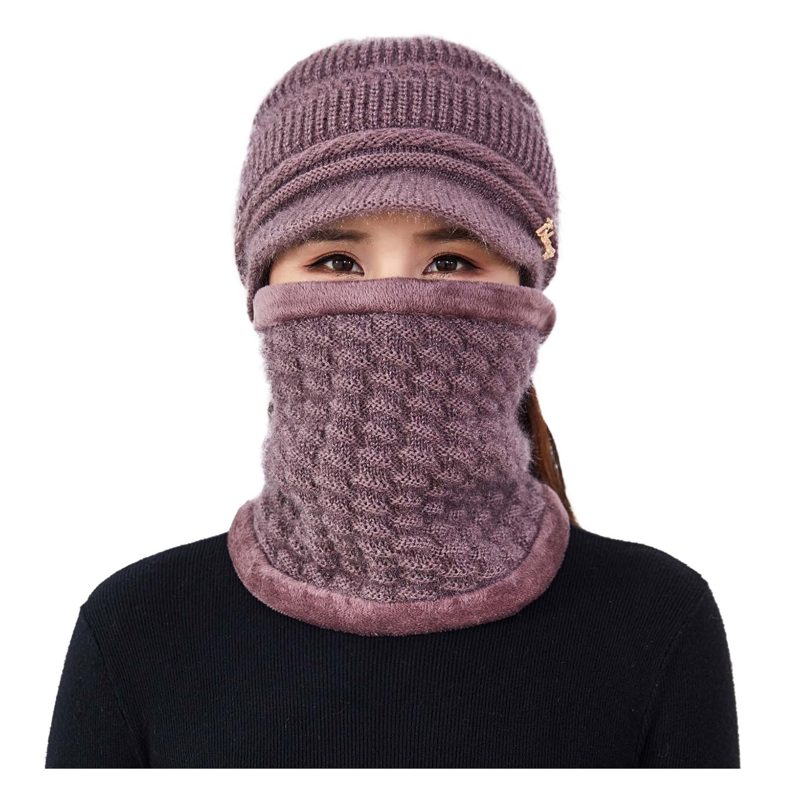 Hiver aîné femme chapeau moyen âge dame laine tricoté grand-mère casquette Gorras rayures mère chapeau écharpe cagoule Beanie: D