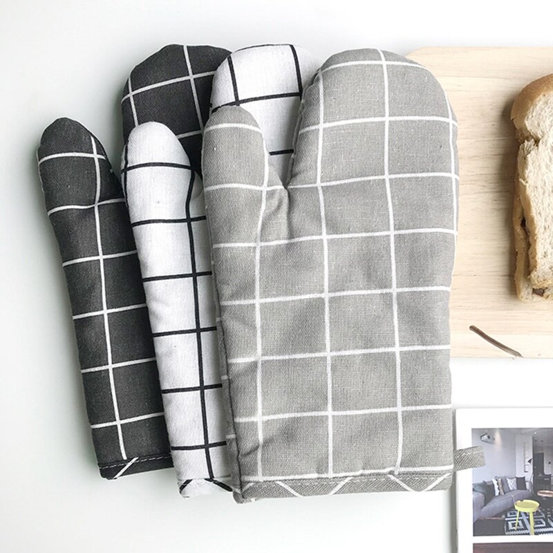 Gants de cuisine Anti-brûlure en coton, 1 pièce, mitaines de four isolantes Anti-chaleur avec lanière, outils de cuisson de cuisine
