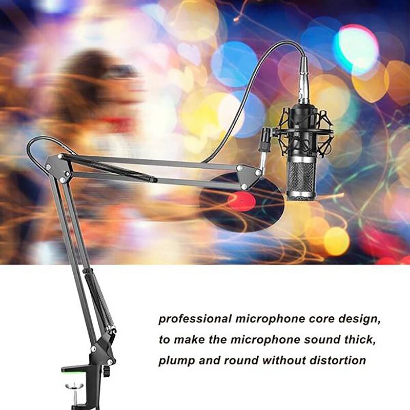 BM-800 Hanging Microphone Kit, Live Broadcast Recording Large Diaphragm Condenser Microphone Set (Blue)