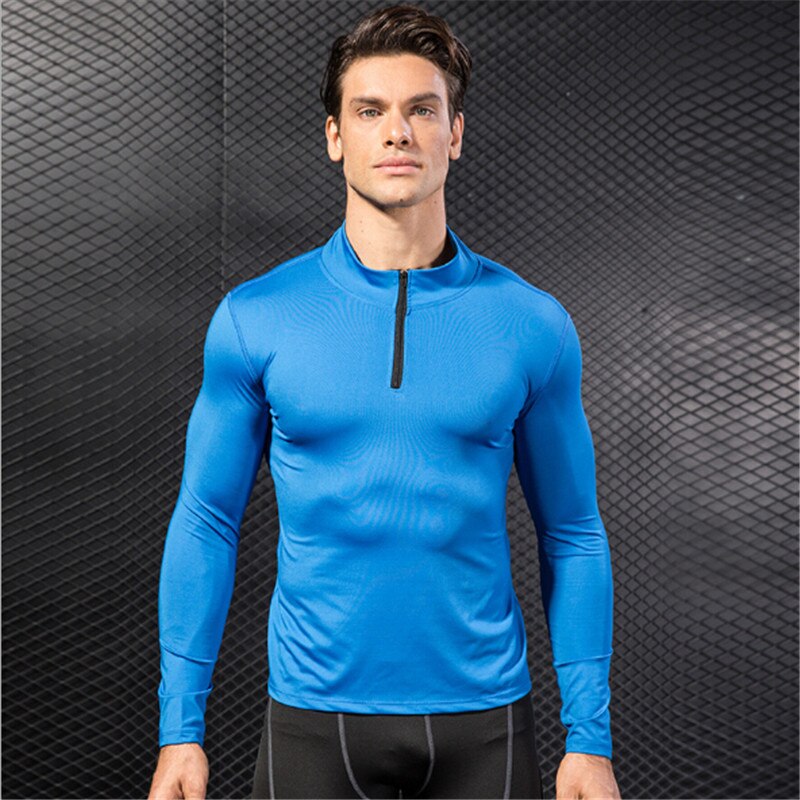 #9004 Otoño Invierno para hombre, deporte, senderismo, Running, entrenamiento térmico, camiseta de manga larga con cuello levantado, Tops, suéteres, 4 colores, S-XXL