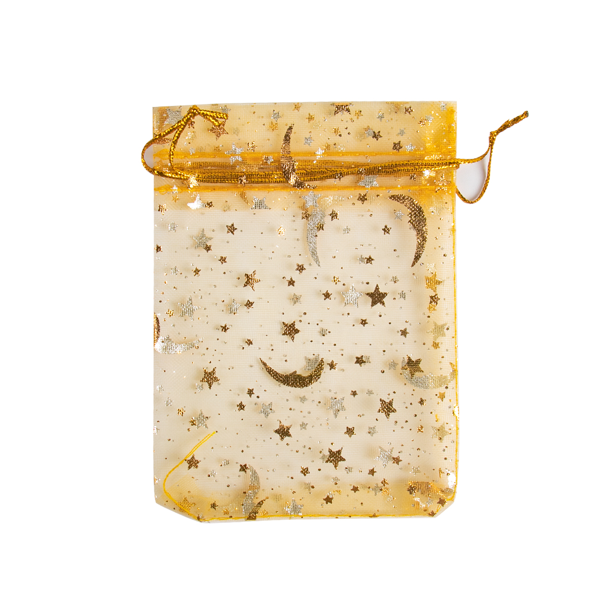 50pcs Star Moon Drawstring Organza Sack Bags Eid Mubarak Wedding Party decoration Candy Packing Bag Jewelry Pouch: Fluorescence Yellow