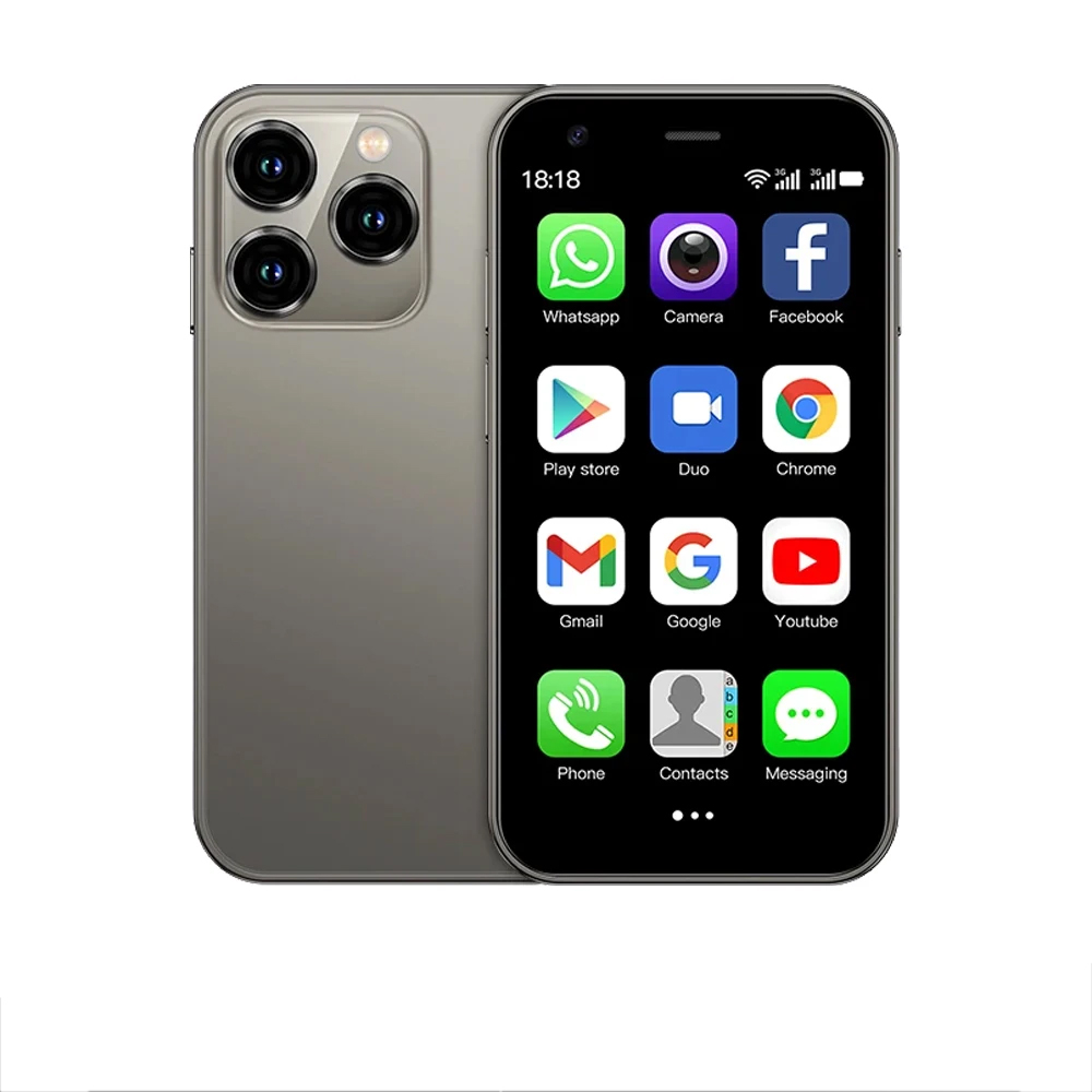 SOYES XS15 Ultradünnes 3,0-Zoll-Kleintelefon 2 GB + 16 GB Android 8.1 Dual-SIM-bereithalten-3G-Mini-Smartphone 1000 mAh WLAN-GPS-praktisch: Grau / Bündel 3