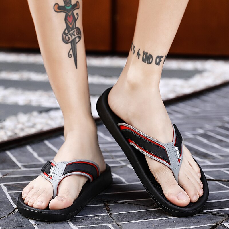 Sommar tofflor herr sandaler herr vatten skor lediga herr sandaler flip flop fritid soft slides skor strand tofflor sandalia