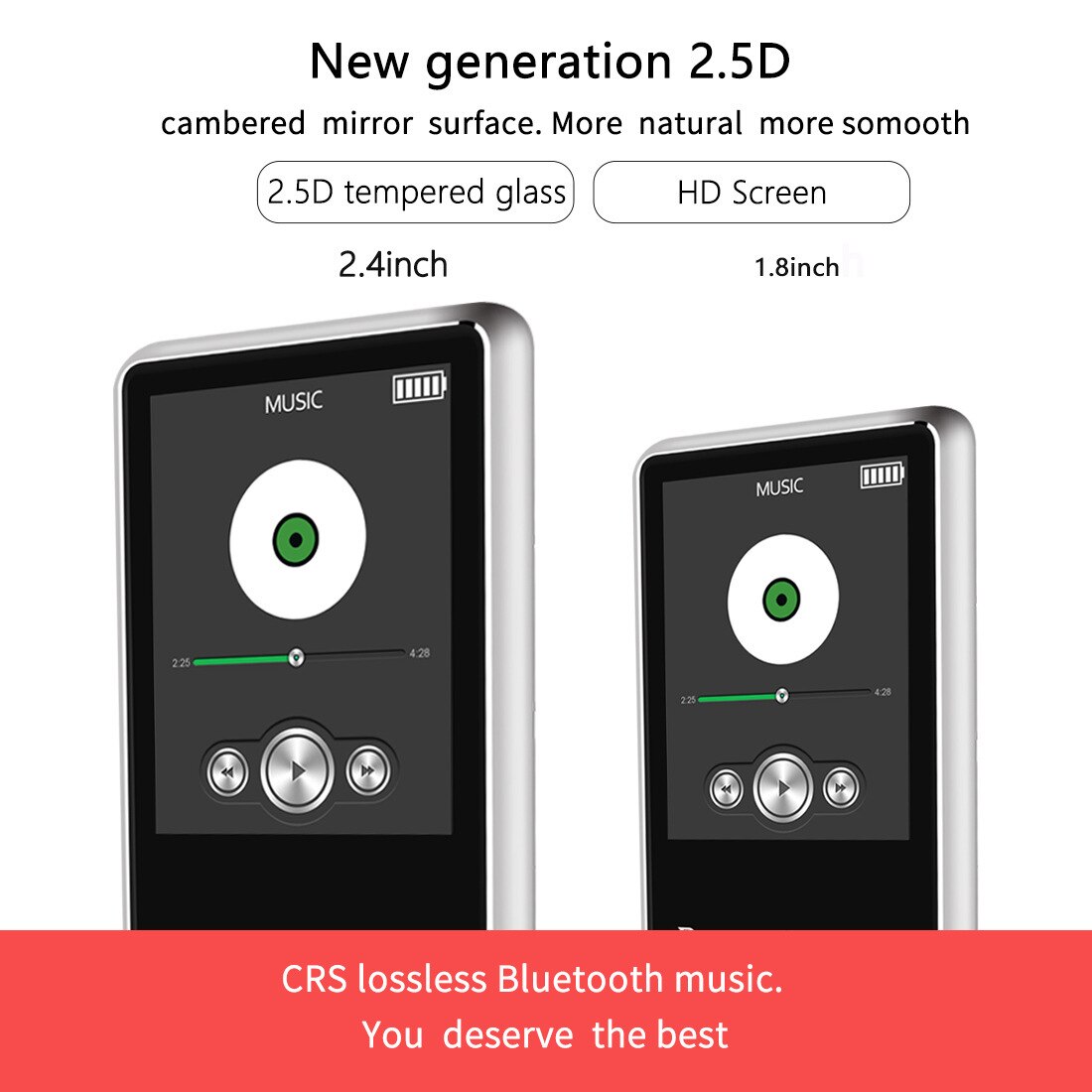 MP4 Player with Bluetooth 8GB 16GB Music Player with Touch Key FM Radio Video Play E-book HIFI Player MP4 walkman